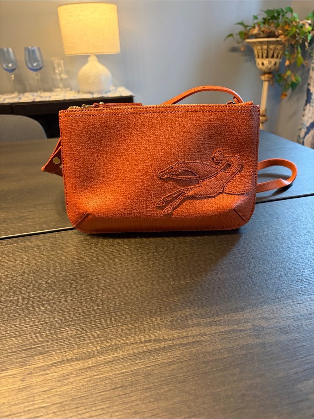 Longchamp Shop-It Sac Port Travers Pebbled Leather Pouch Sling